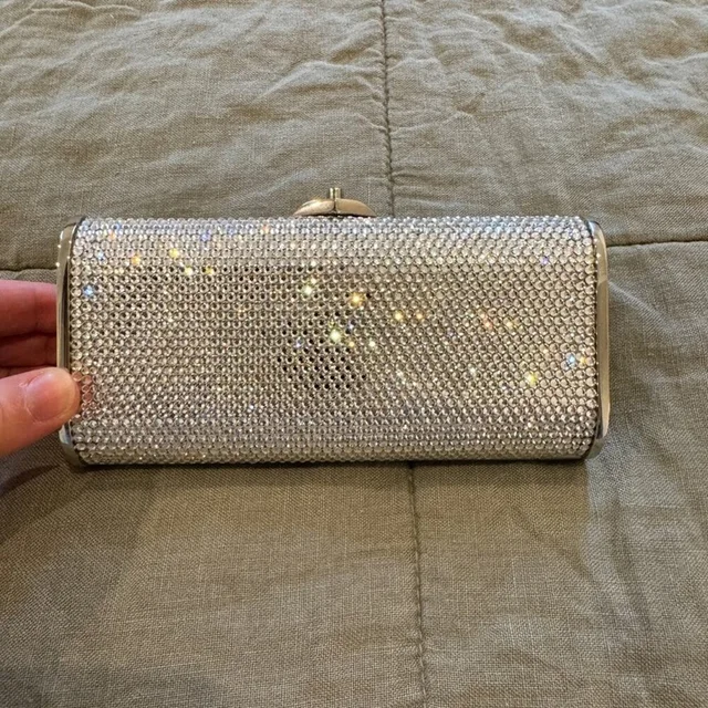 Judith Leiber Vintage Mini Minaudiere Swarovski Crystal-Embellished Clutch in silver|gray Leather from Poshmark