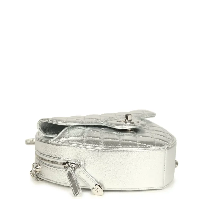 Chanel CC In Love Large Heart Bag in Silver Lambskin from Madison Avenue Couture, photo 7 of 9