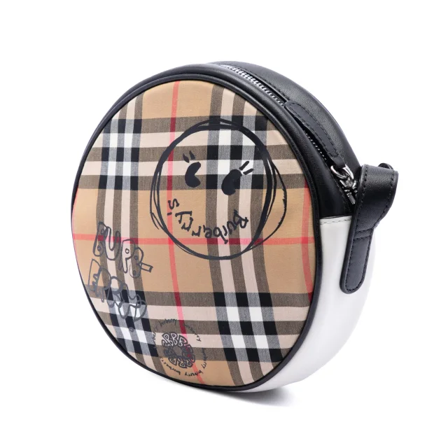 Beige Burberry Cartoon House Check Round Crossbody in Beige Canvas from Designer Revival, photo 2 of 6
