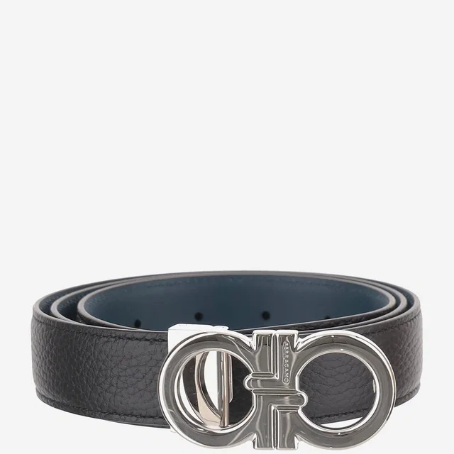 Ferragamo Leather Belt — Black Calf in Black Leather from HEWI
