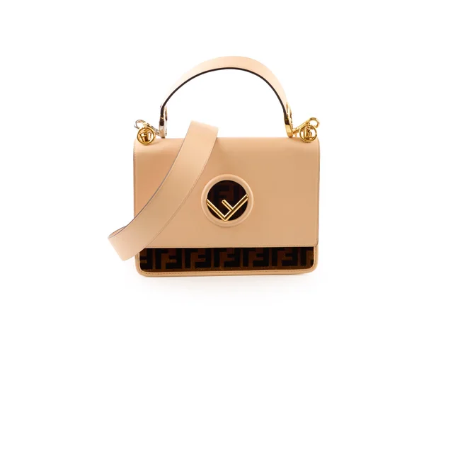 Fendi Kan I Shoulder Bag Beige in Beige Leather from The Purse Affair