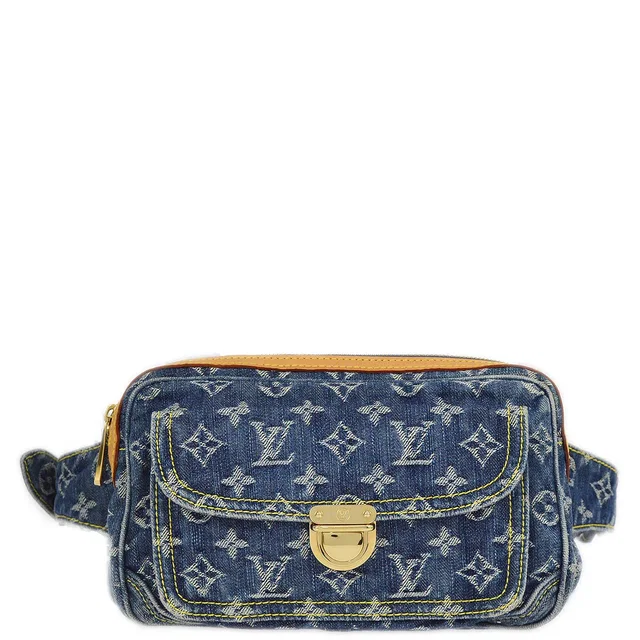 Louis Vuitton 2007 Blue Monogram Denim Bum Bag Waist M95347 in Blue Denim from AMORE Vintage Tokyo