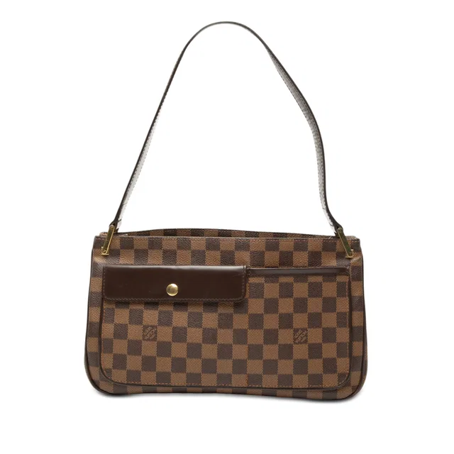 Brown Louis Vuitton Damier Ebene Aubagne Shoulder Bag in Brown Canvas from Designer Revival