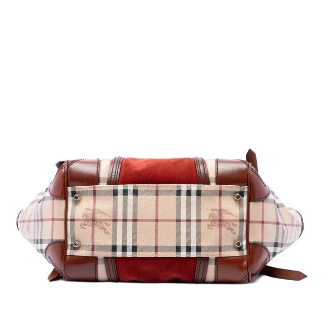 Beige Burberry Small Haymarket Check Coated Canvas Suede Panel Canterbury Tote in Beige Suede from Designer Revival, photo 3 of 6