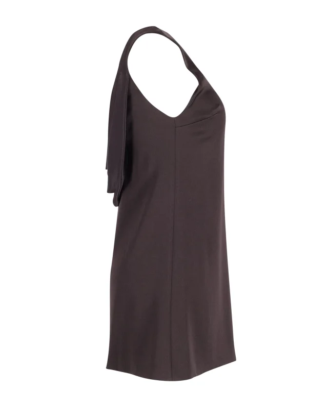 Alice + Olivia Cowl Back Sleeveless Shift Dress in Black Triacetate in Black, photo 2 of 3 from ShopSimon