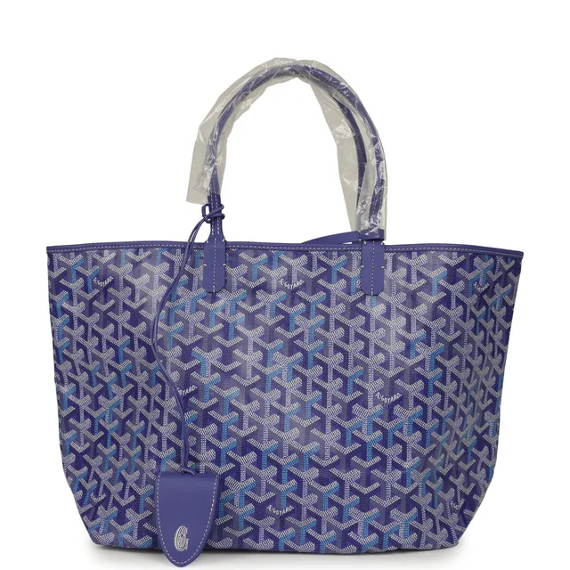 Goyard Goyardine Blueberry Purple Saint Louis PM Tote Palladium Hardware in Purple Calfskin from Madison Avenue Couture