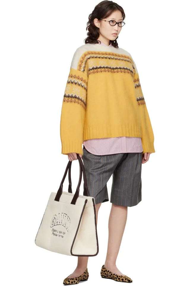 GANNI Off-White Faux-Shearling XXL Tote, photo 4 of 4 from SSENSE