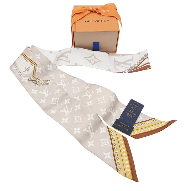 Louis Vuitton Bandeau BB Ultimate for Beige White Silk Gift Scarf in White Silk from The Reluxe