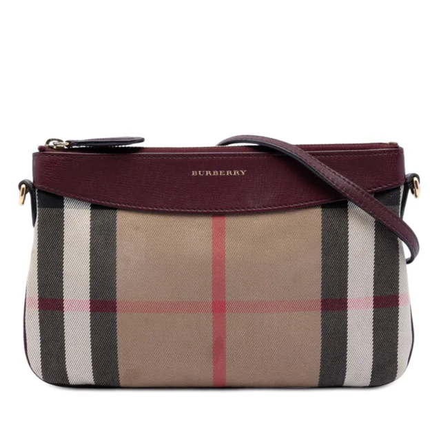 Brown Burberry Mega Check Canvas Derby Peyton Crossbody in Brown Canvas from Designer Revival