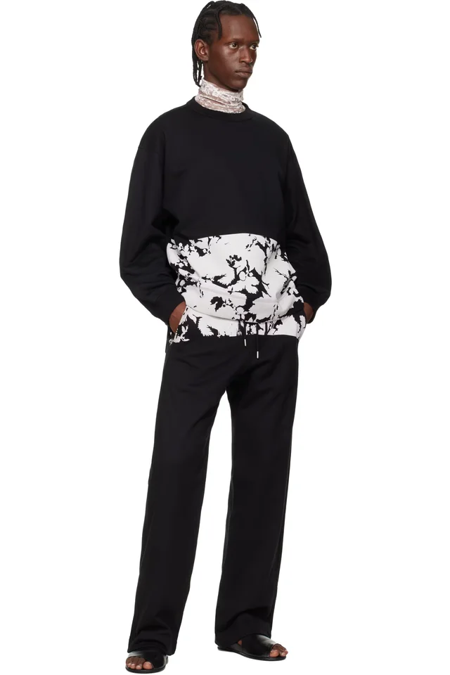 Dries Van Noten Black Printed Sweatpants, photo 4 of 4 from SSENSE