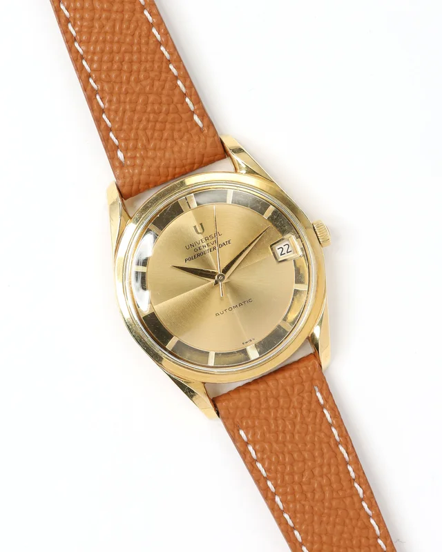 Universal Genève Polerouter Date 34mm Very Rare 18k Gold Watch in Gold from A Retro Tale
