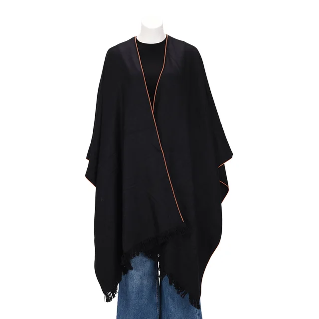 Hermès Petit H Libris Cape Shawl in Black Cashmere from Blue Spinach