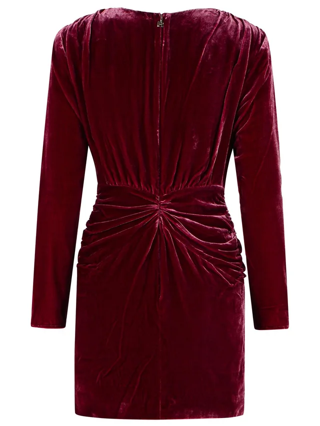 ROTATE BURGUNDY SILK VELVET MINI DRESS, photo 3 of 4 from SENSER