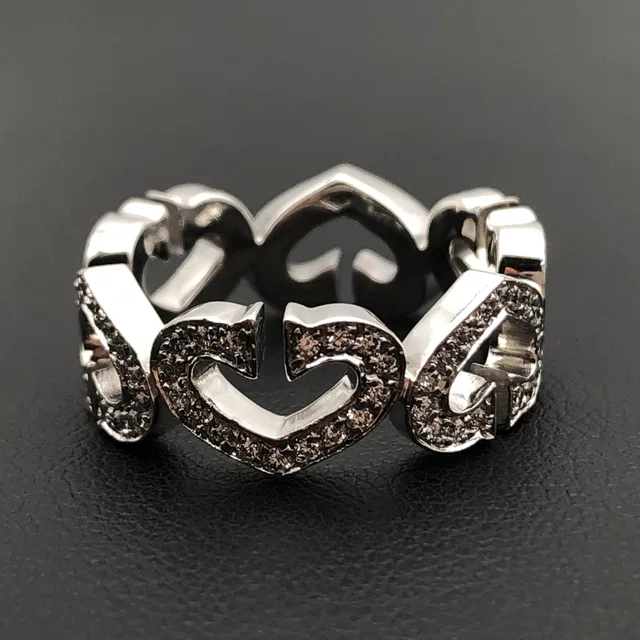 Cartier C Heart Full Diamond Ring, WG750, 7.5g, US Size 6, Repair Certificate Included from Luxury Promise