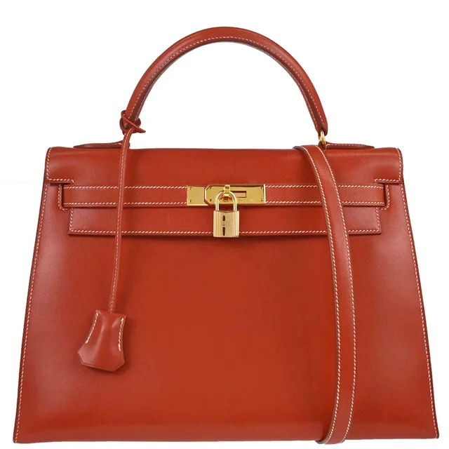 Hermès Etrusque Box Calf Kelly 32 Sellier 2way Shoulder Handbag in Box leather from AMORE Vintage Tokyo