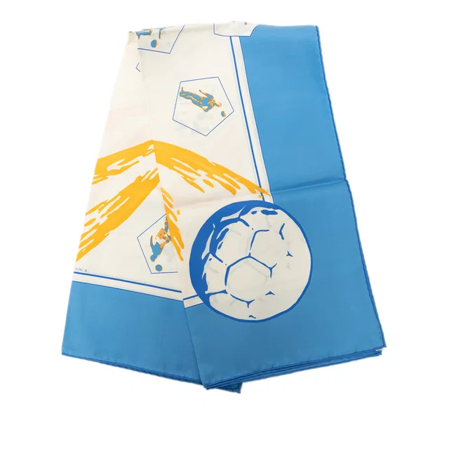 White Hermès Vive Les Champions Silk Scarf 90 Scarves in White Silk from Designer Revival