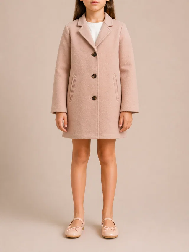 Loro Piana Kids Baby Pink Cashmere Coat with Brown Buttons and Pockets Size 8 years in Brown Cashmere from Sellier