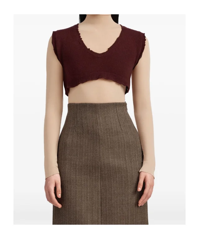 Maison Margiela Distressed Cropped Knitted Top, photo 2 of 5 from SENSER