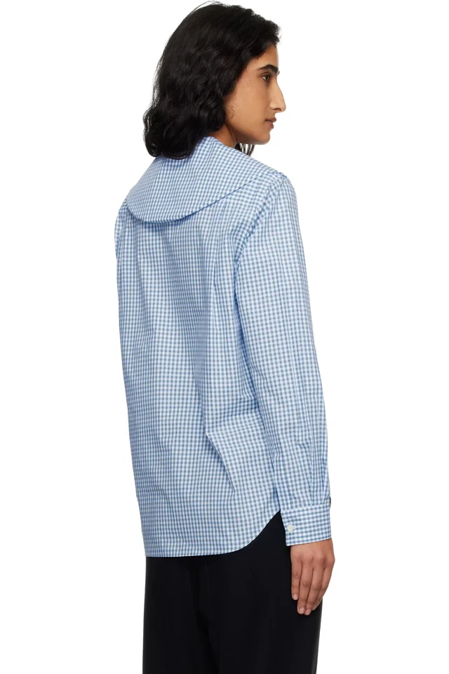 Comme des Garçons Girl Blue & White Cotton Poplin Gingham Check Shirt, photo 3 of 4 from SSENSE