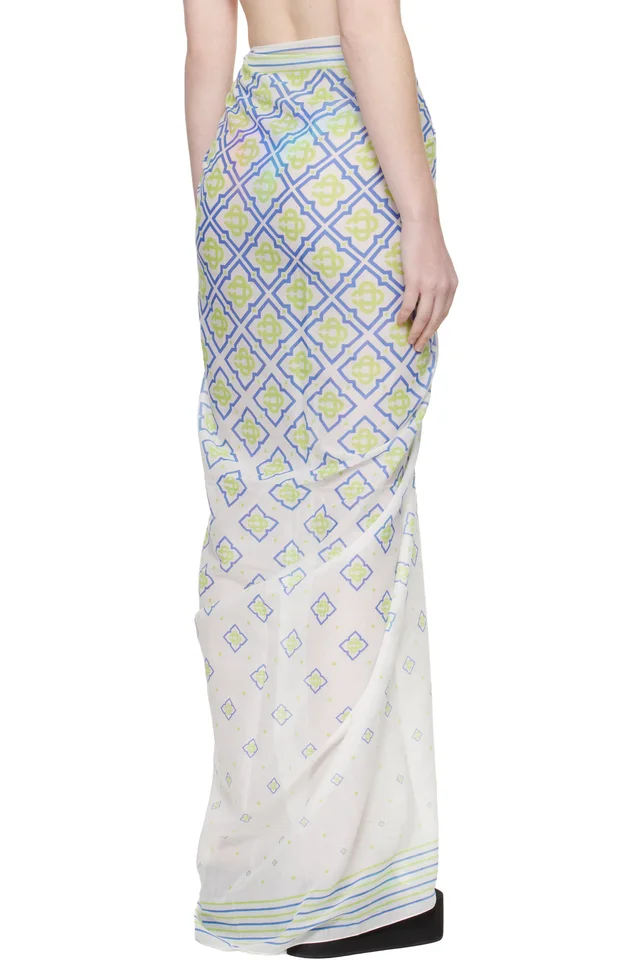 Casablanca White Degrade Monogram Pareo Cover-up Skirt, photo 3 of 4 from SSENSE