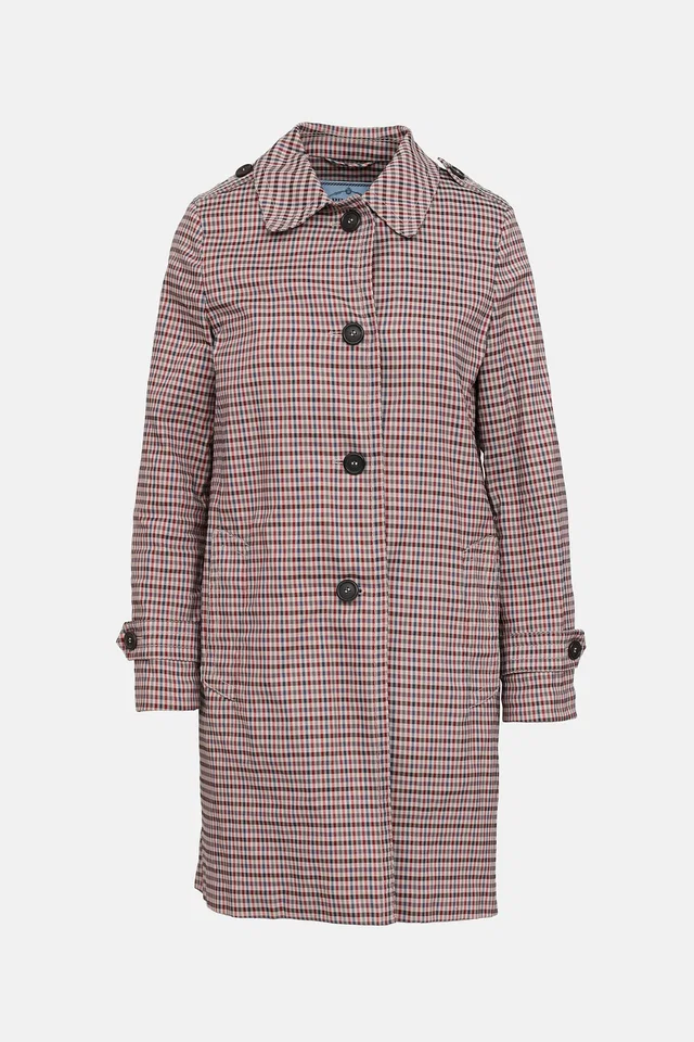 Prada 2014 Plaid Car Coat in Nylon from VSP Consignment
