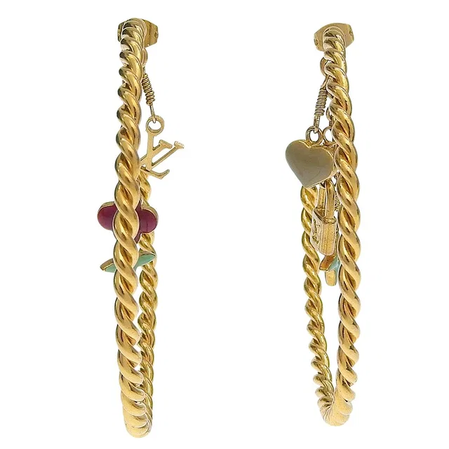 Louis Vuitton Creole All Sweet Monogram Gold Plated Earrings in Gold from The Reluxe