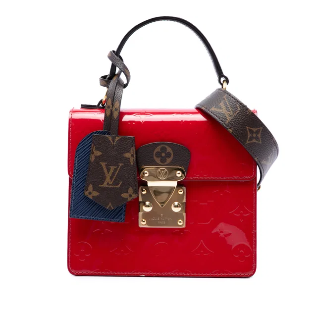 Red Louis Vuitton Monogram Vernis Spring Street Satchel in Red Coated canvas from Designer Revival