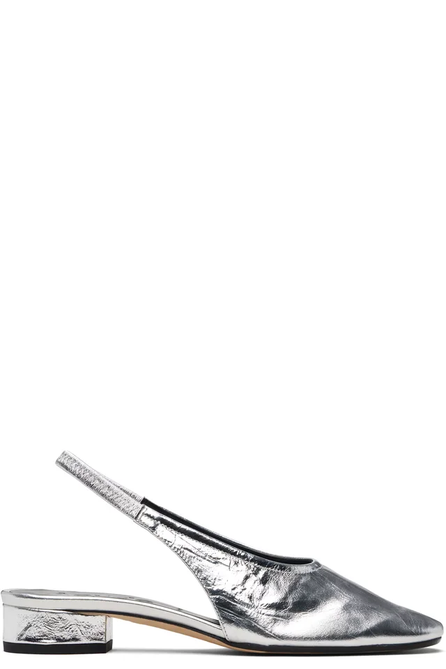 Silver Dua Laminated Leather Slingback Heels, image 1 of 1 from SSENSE