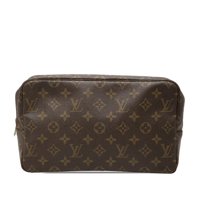 Brown Louis Vuitton Monogram Trousse Toilette 28 Clutch Bag in Brown Coated canvas from Designer Revival