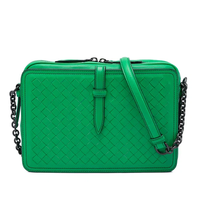 Green Bottega Veneta Nappa Intrecciato Belt Flap Camera Bag in Green Nappa leather from Designer Revival