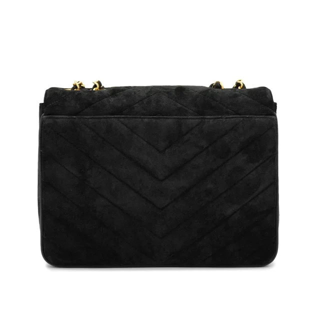Chanel Vintage V Stitch Chain Shoulder Bag Black Suede Gold Hardware in Black Suede from Luxury Promise, photo 2 of 2