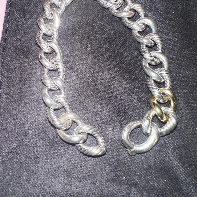 David Yurman Two-Tone Curb Link Bracelet With Branded Pouch in silver|gray from Poshmark, photo 1 of 1