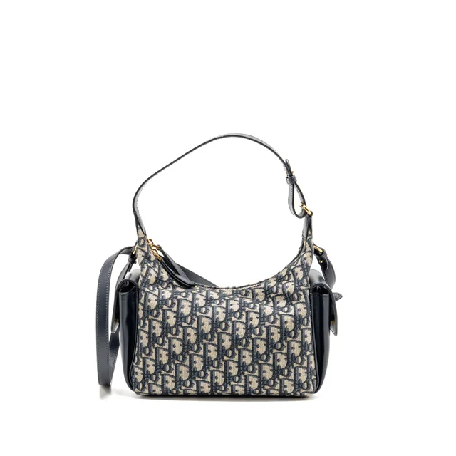 Medium D-Dream Bag Blue Dior Oblique Jacquard / Calfskin GHW in Blue Calfskin from EMIER