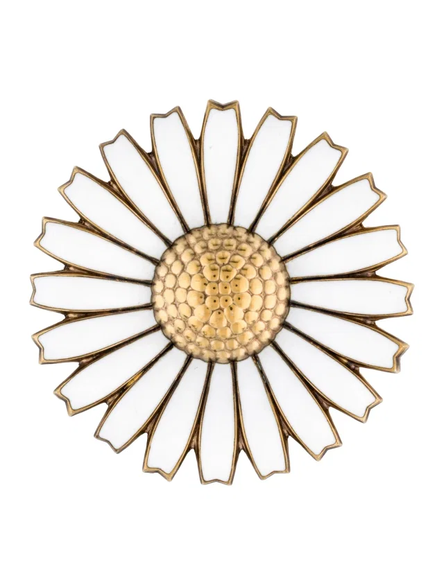 Georg Jensen Enamel Daisy Brooch in white from The RealReal