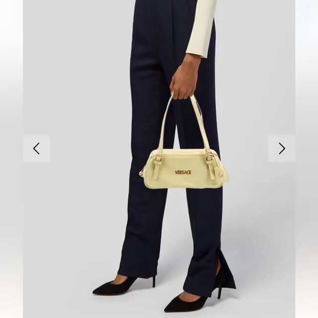 Versace Tag Nappa Bowling Bag in yellow Nappa leather from Poshmark, photo 3 of 15