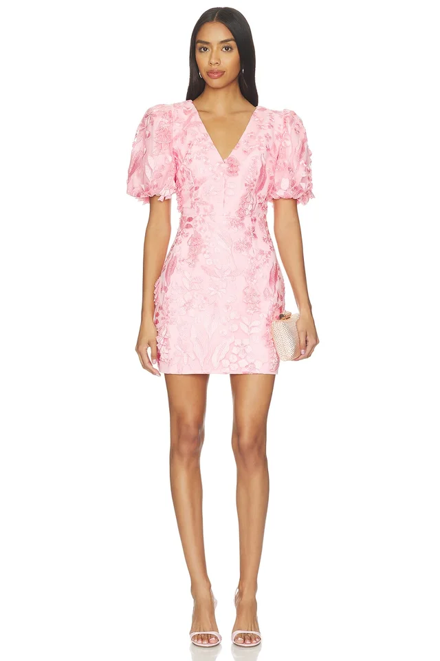 ELLIATT Monique Puff Sleeve Mini Dress in Pink from REVOLVE (Canada), photo 1 of 1