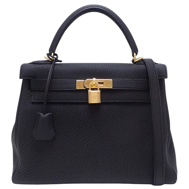 Hermès 2007 Kelly 28 Black in Black Togo leather from VINTAGE QOO TOKYO