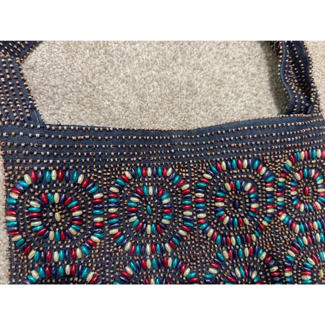 Moynat Women's Party Bag - Navy/Multi in multicolor|blue from Depop, photo 4 of 9