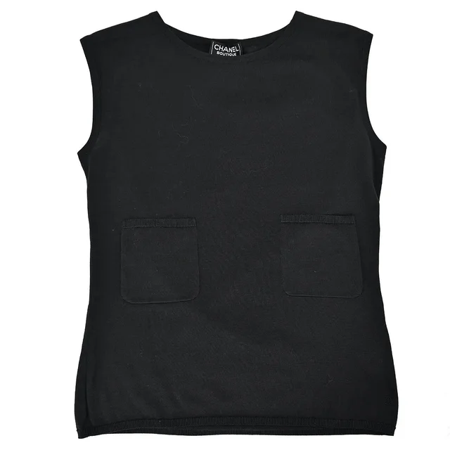 Chanel 1998 Sleeveless Top Black #40 in Black from AMORE Vintage Tokyo