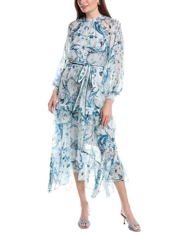 Marchesa Notte Ruffle Silk Chiffon Maxi Dress, image 1 of 1 from Rue La La
