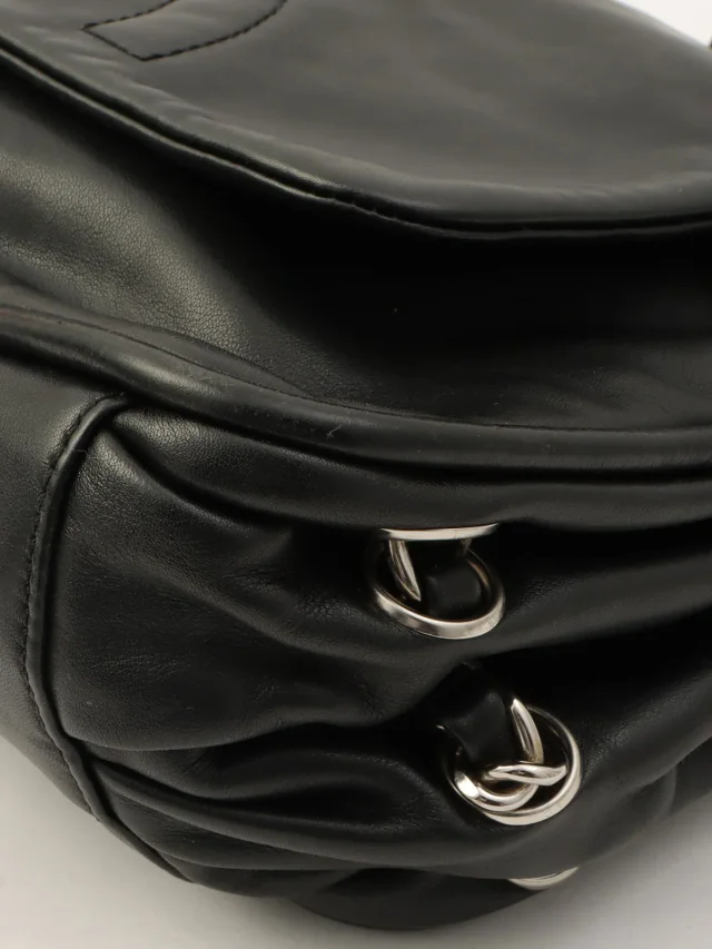 Chanel Around 2007, CC Mark Stitch Chain Shoulder Bag, Black in Black Lambskin from VINTAGE QOO TOKYO, photo 9 of 15