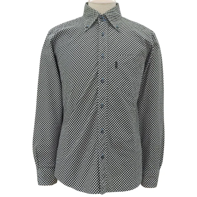 Burberry Gingham check pattern shirt #2 Black/White from VINTAGE QOO TOKYO