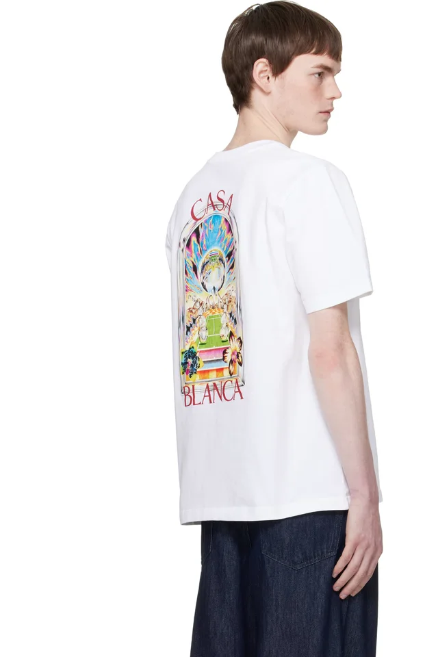 Casablanca White Tennis Landscape Short Sleeve T‑shirt, photo 3 of 4 from SSENSE