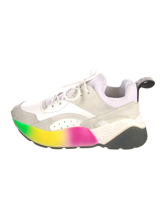 Stella McCartney Vegan Leather Colorblock Pattern Chunky Sneakers in white Leather from The RealReal