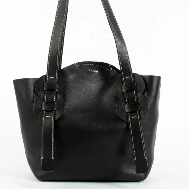 Chloé Black Small Darryl Tote Bag in Black Leather from Labellov