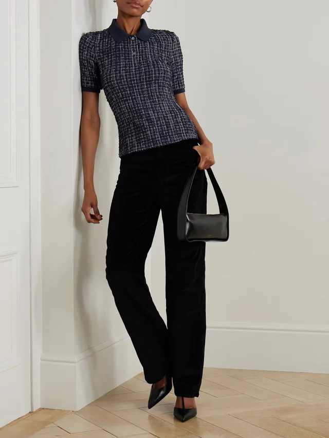 VERONICA BEARD Benedetta checked seersucker polo shirt in Blue, photo 2 of 2 from NET-A-PORTER (Canada)