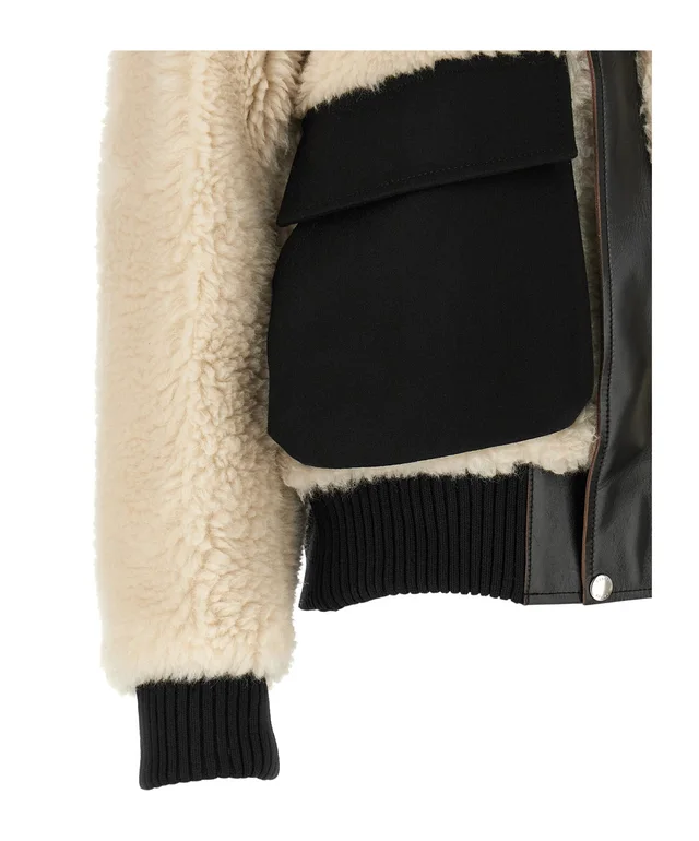 Sacai Cropped Shearling-Effect Jacket, photo 4 of 5 from SENSER
