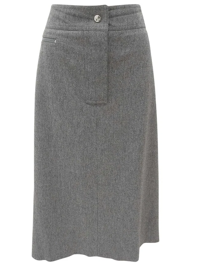 Celine Wool Logo Button Skirt #42 Gray in Grey Wool from VINTAGE QOO TOKYO