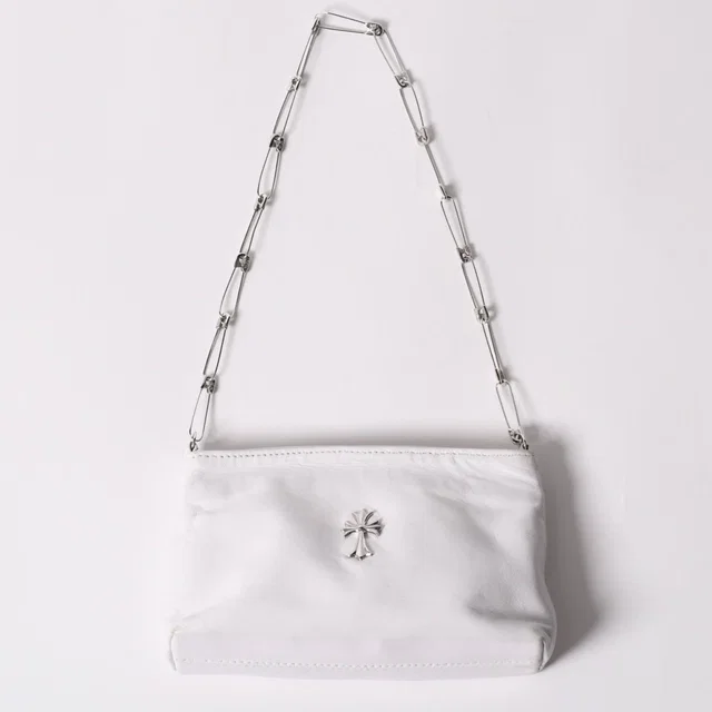 Chrome Hearts Safety Pin Pouch Shoulder Bag White Silver in White Leather from The Reluxe
