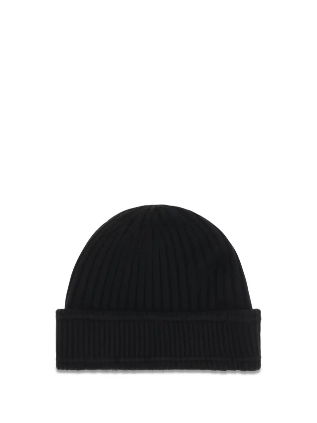 Burberry 8103340 Merino Wool Ribbed Knit Beanie — Black Beanies in Black Wool from HEWI